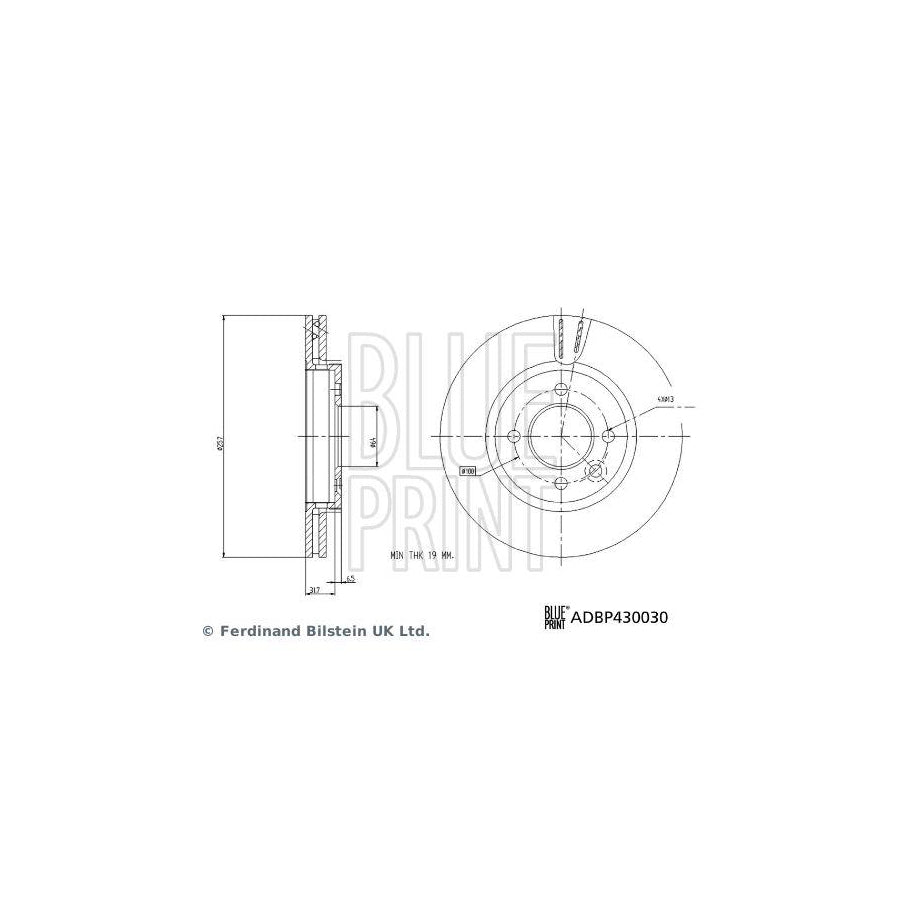 Blue Print Adbp430030 Brake Disc for MG Mg 3 II