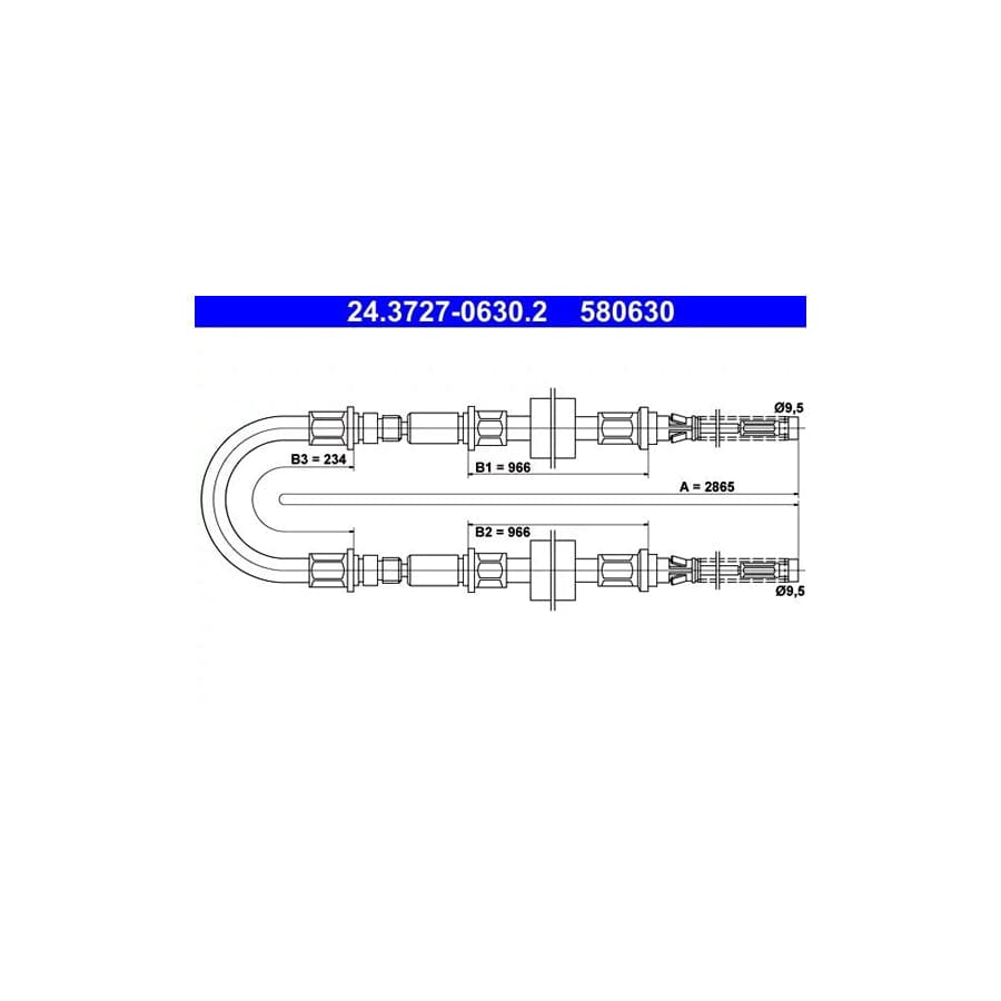 ATE 24.3727-0630.2 Hand Brake Cable for Ford Transit