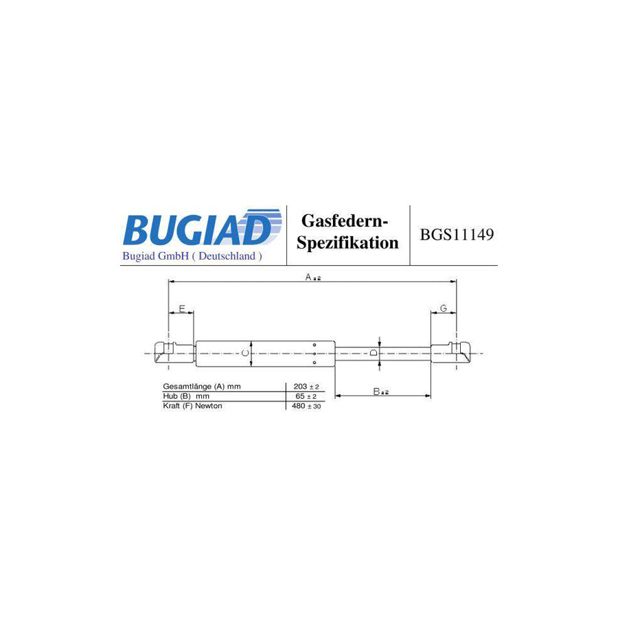 BUGIAD Bgs11149 Tailgate Strut for Ford Streetka Convertible (Rl2)