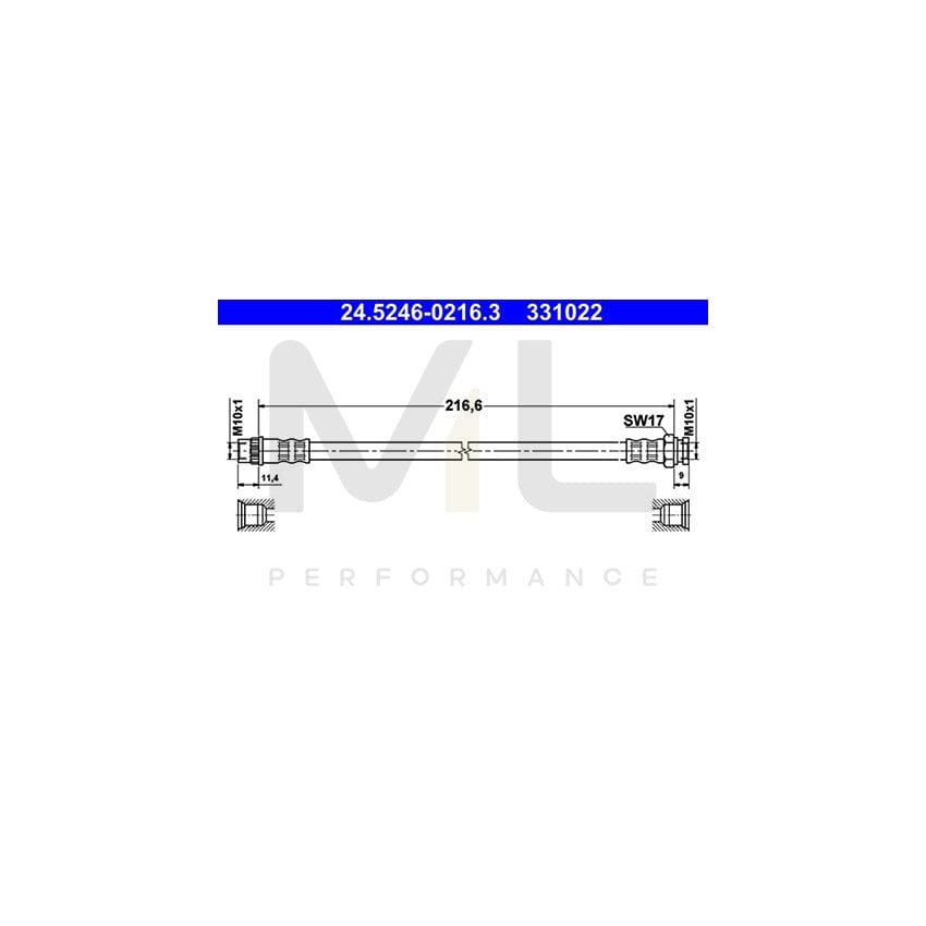 ATE 24.5246-0216.3 Brake Hose 216,6mm