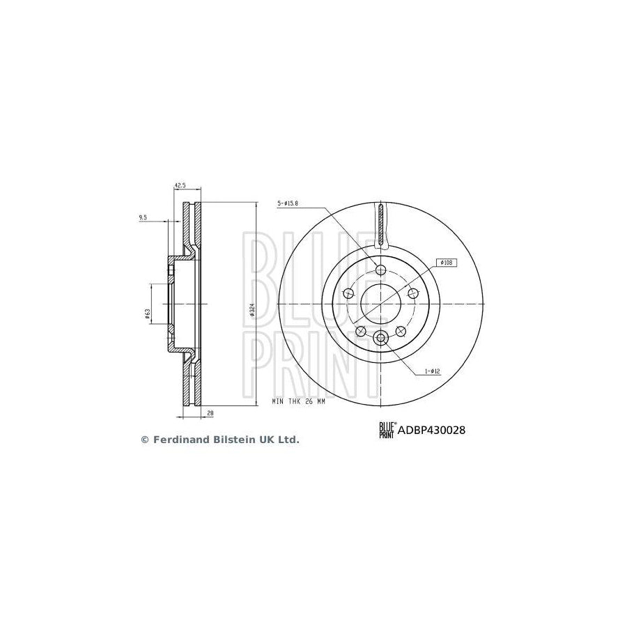 Blue Print Adbp430028 Brake Disc for Volvo Xc60 I (156)