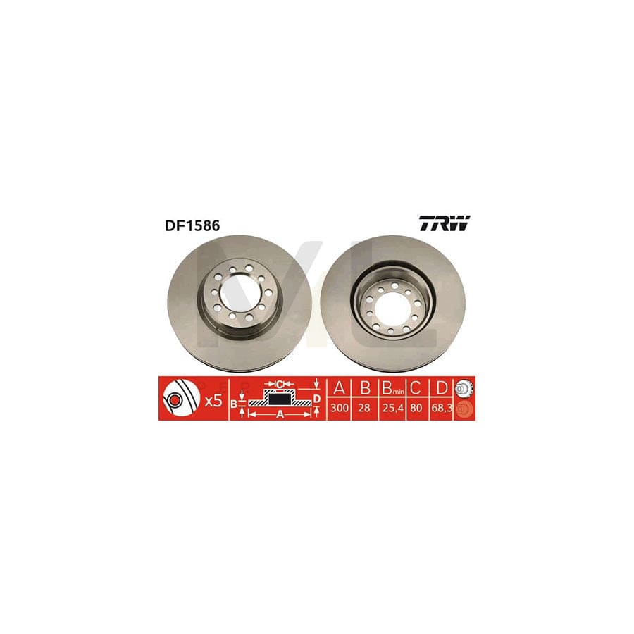 TRW DF1586 Brake Disc suitable for MERCEDES-BENZ S-Class Vented, Painted | ML Performance Car Parts
