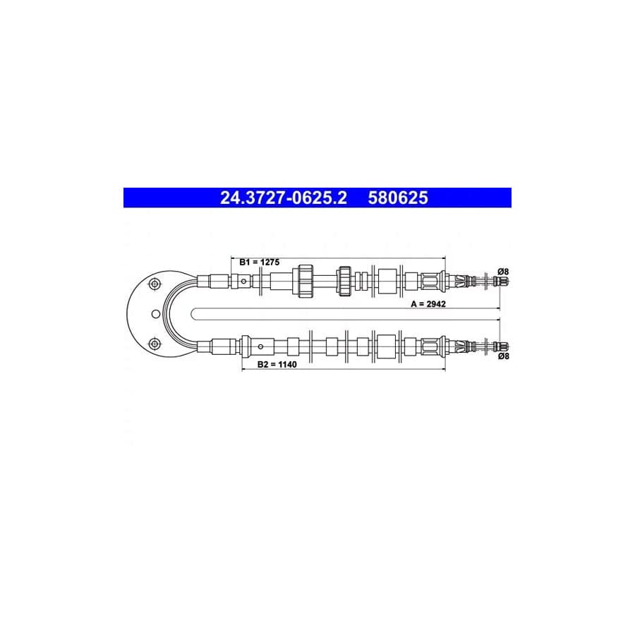 ATE 24.3727-0625.2 Hand Brake Cable