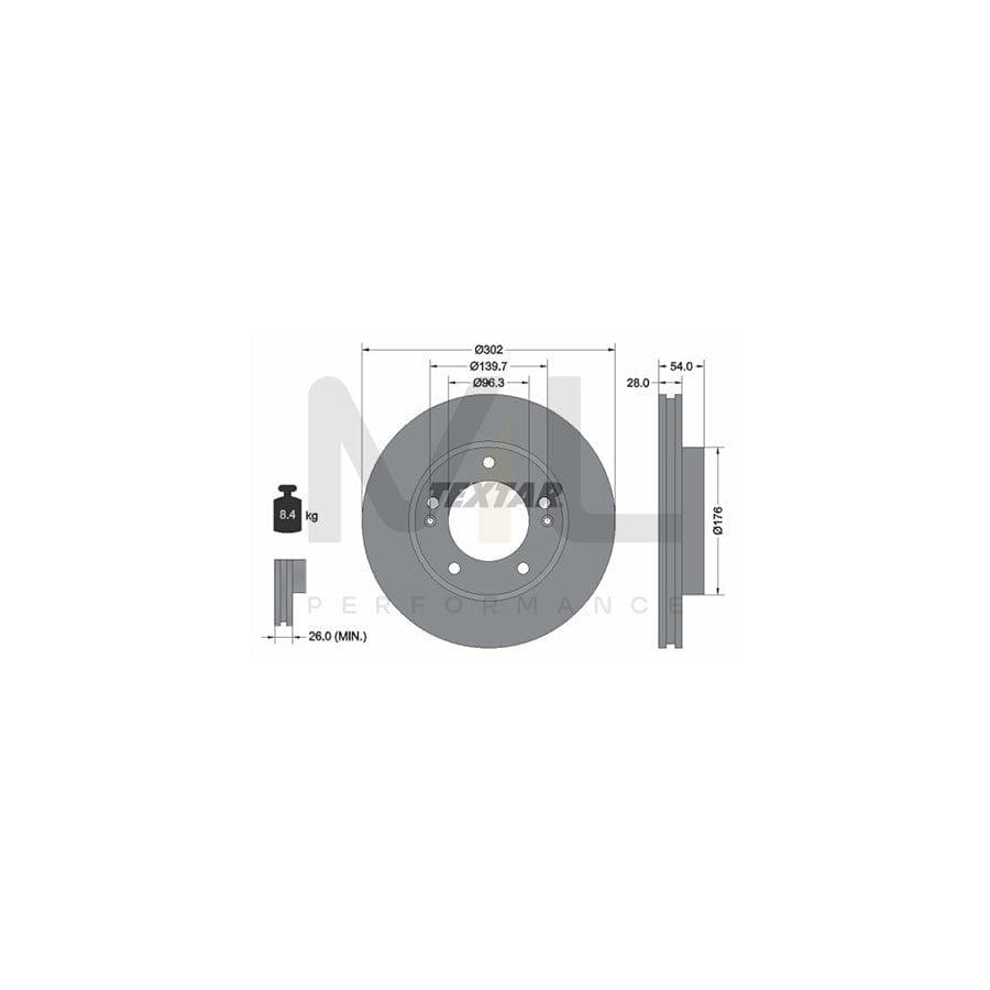 TEXTAR 92147300 Brake Disc for KIA Sorento I (JC) Internally Vented, without wheel hub, without wheel studs | ML Performance Car Parts
