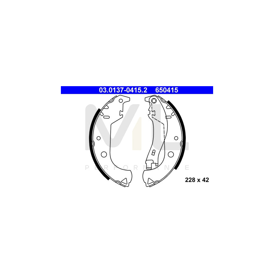 ATE 03.0137-0415.2 Brake Shoe Set with lever