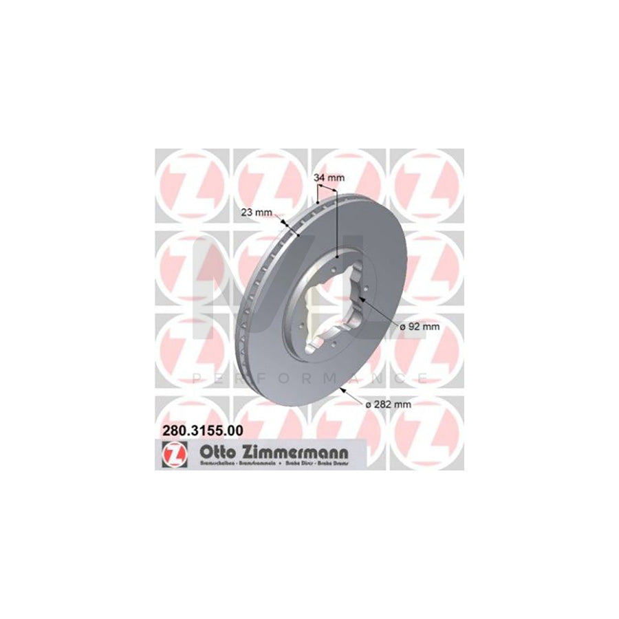 ZIMMERMANN 280.3155.00 Brake Disc Internally Vented  - 1 piece
