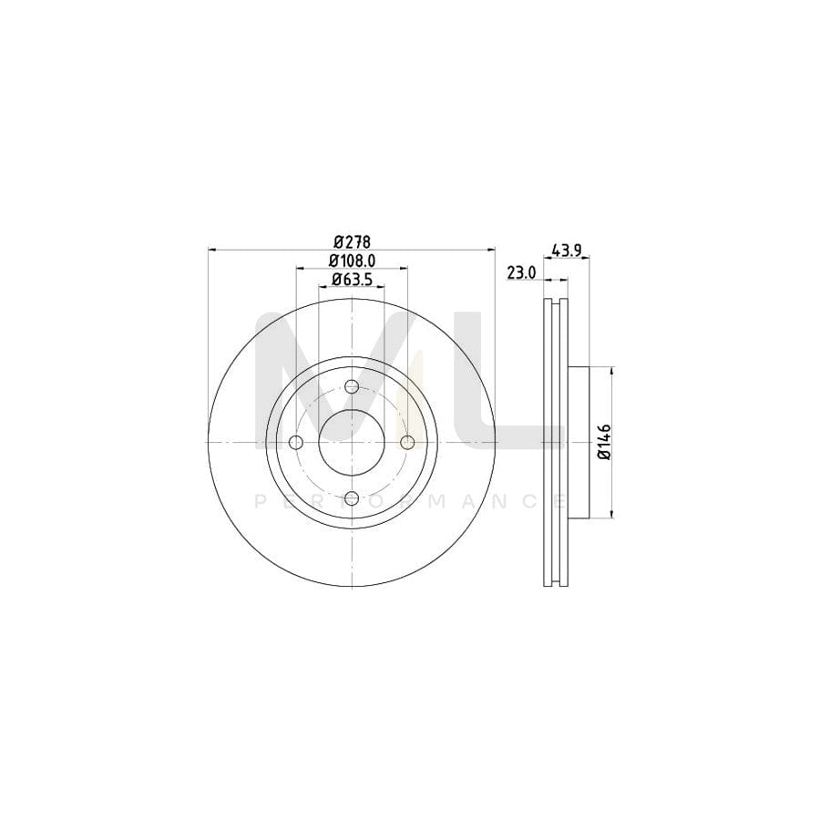 HELLA PRO 8DD 355 118-181 Brake Disc Internally Vented, Coated, without wheel hub, without wheel studs
