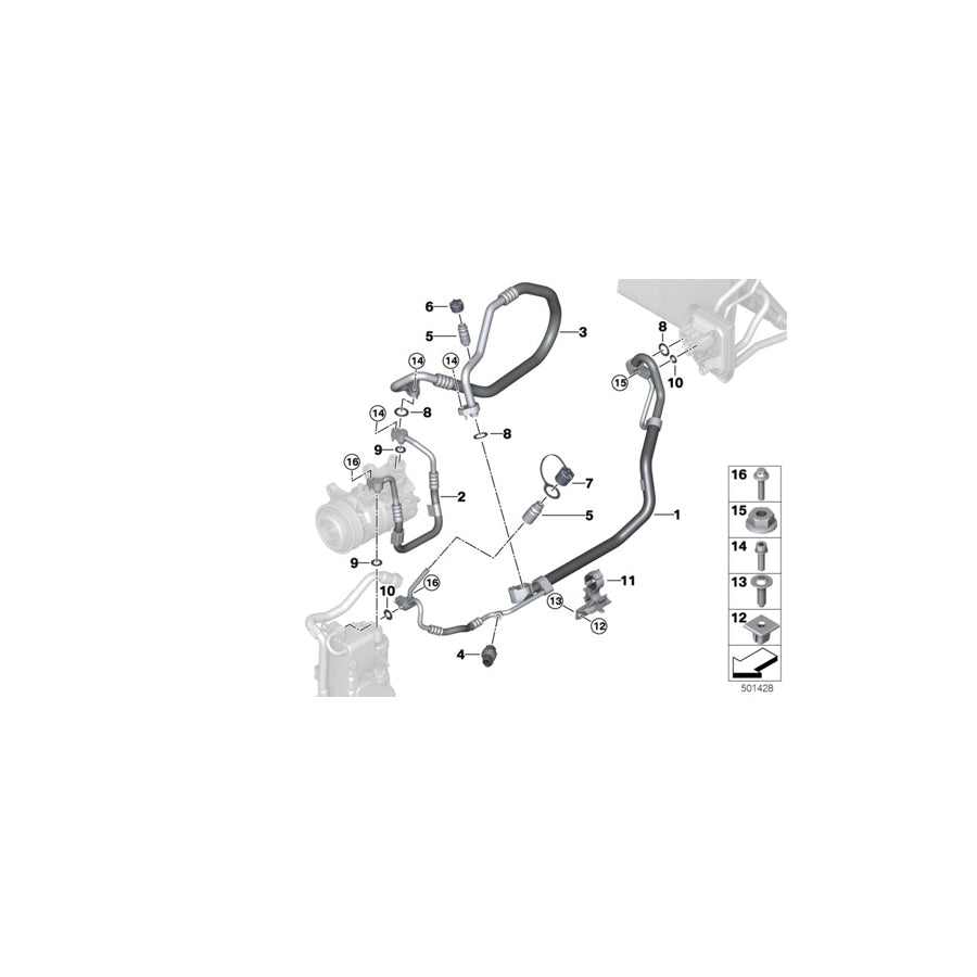 Genuine BMW 64508053489 Pressure Hose Assy Compressor-Condenser (Inc. X3 M & X4 M) | ML Performance US Car Parts