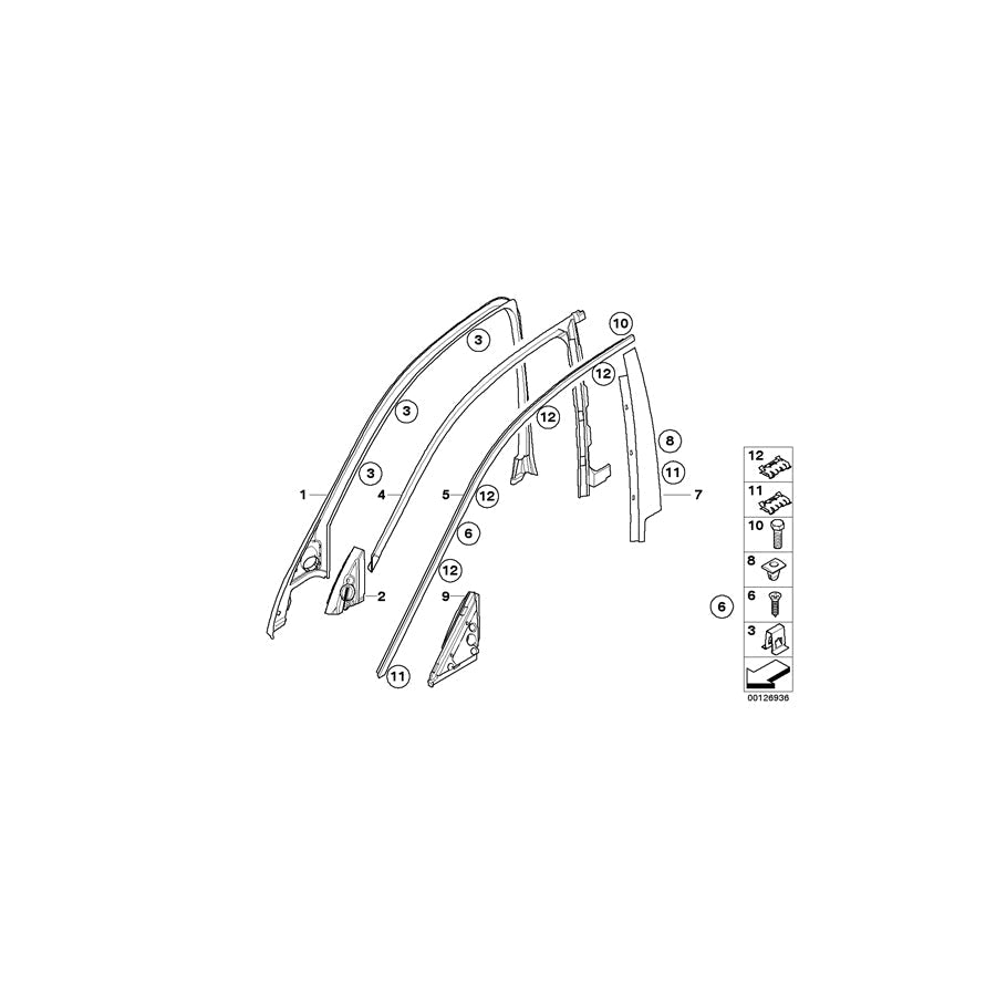 Genuine BMW 51337898142 E61 E60 Finisher Window Frame B-Pillar Fr Door GLANZSCHWARZ (Inc. 520d, 535i & 525xi) | ML Performance US