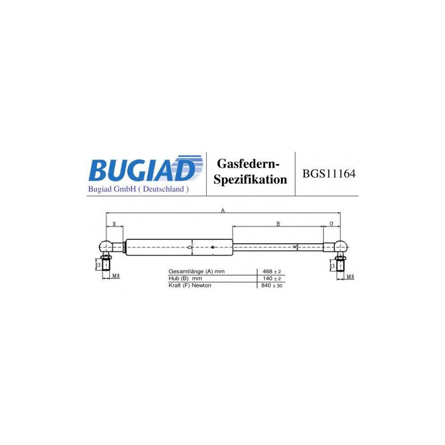 BUGIAD Bgs11164 Tailgate Strut for Jeep Grand Cherokee II (Wj, Wg)