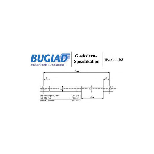 BUGIAD Bgs11163 Bonnet Strut for Jeep Grand Cherokee II (Wj, Wg)