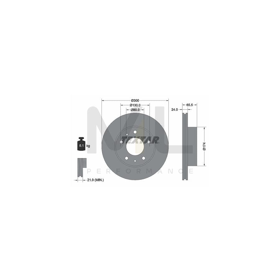 TEXTAR PRO 92116703 Brake Disc Internally Vented, Coated, without wheel hub, without wheel studs | ML Performance Car Parts