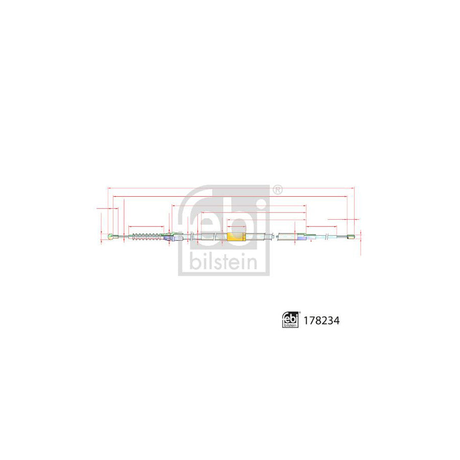 Febi Bilstein 178234 Hand Brake Cable for VW Beetle Hatchback (5C1, 5C2)