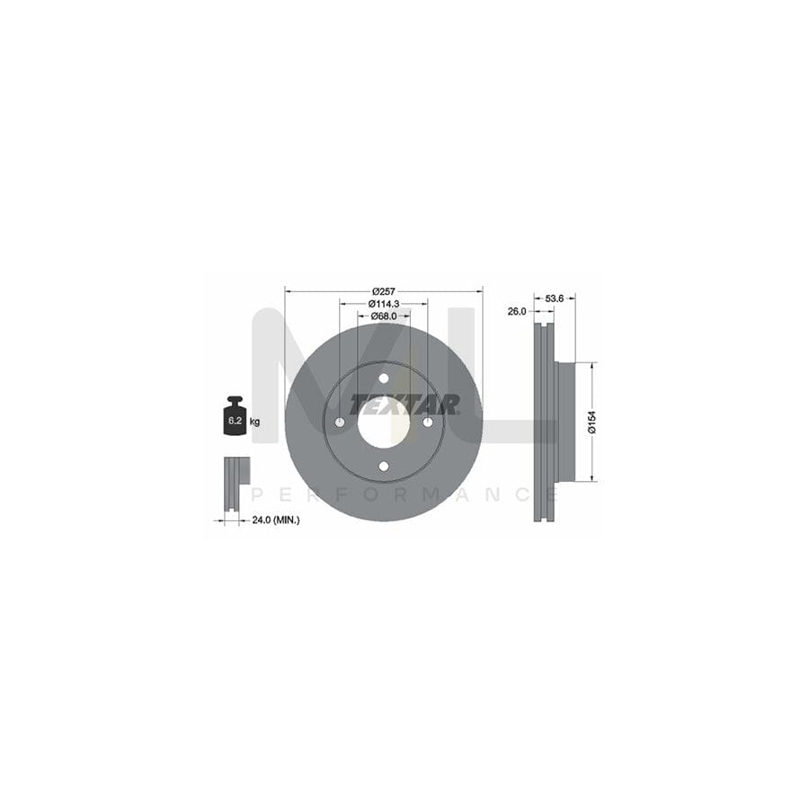 TEXTAR 92253100 Brake Disc for NISSAN NV200 Internally Vented, without wheel hub, without wheel studs | ML Performance Car Parts