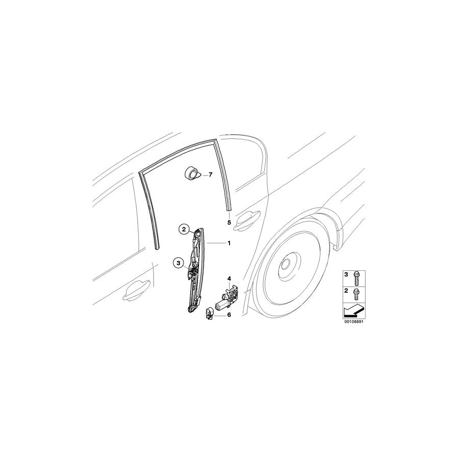 Genuine BMW 51357057504 E60 E60 Rear Right Window Guide (Inc. 530xi, 540i & 535i) | ML Performance US Car Parts