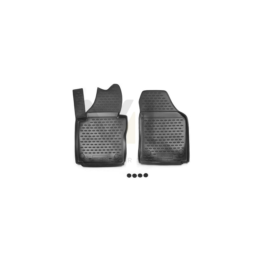RIDEX Tailored 215A0006 Floor mat set for VW Caddy III Van (2KA, 2KH, 2CA, 2CH) Elastomer, Front, Quantity: 2, Black