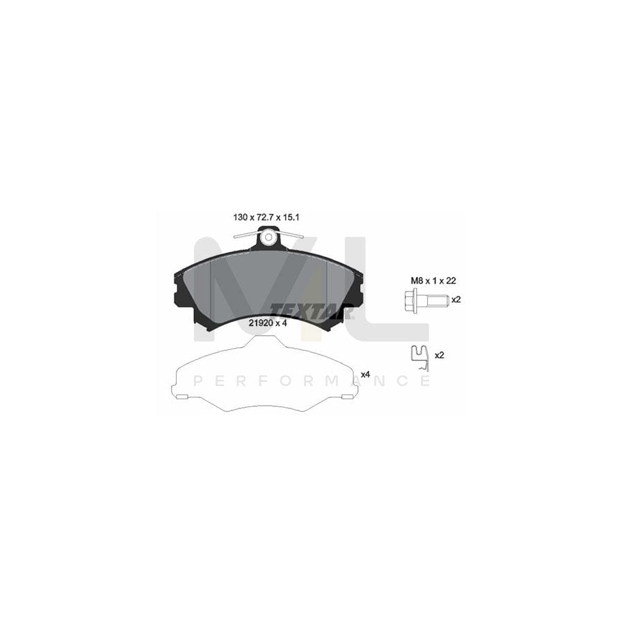 TEXTAR 2192001 Brake pad set with acoustic wear warning, with brake caliper screws, with accessories | ML Performance Car Parts