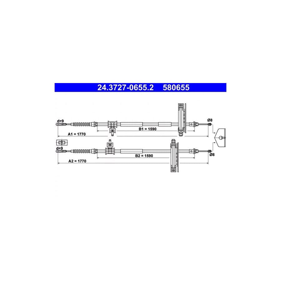 ATE 24.3727-0655.2 Hand Brake Cable for Ford Focus