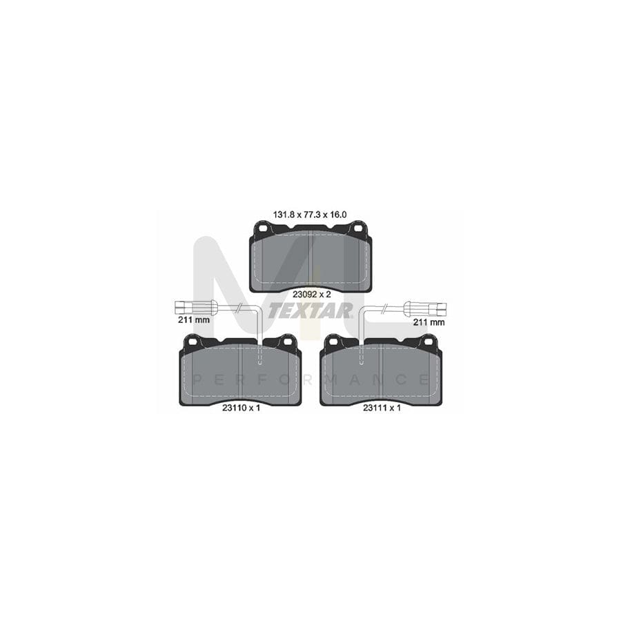 TEXTAR 2309201 Brake pad set with integrated wear warning contact | ML Performance Car Parts