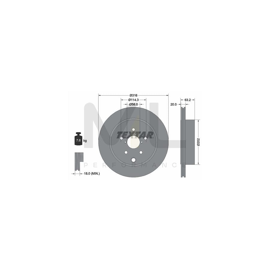 TEXTAR PRO 92243703 Brake Disc Internally Vented, Coated, without wheel hub, without wheel studs | ML Performance Car Parts