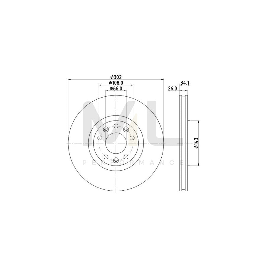 HELLA PRO 8DD 355 120-501 Brake Disc for PEUGEOT RCZ Coupe Internally Vented, Coated, without wheel hub, without wheel studs