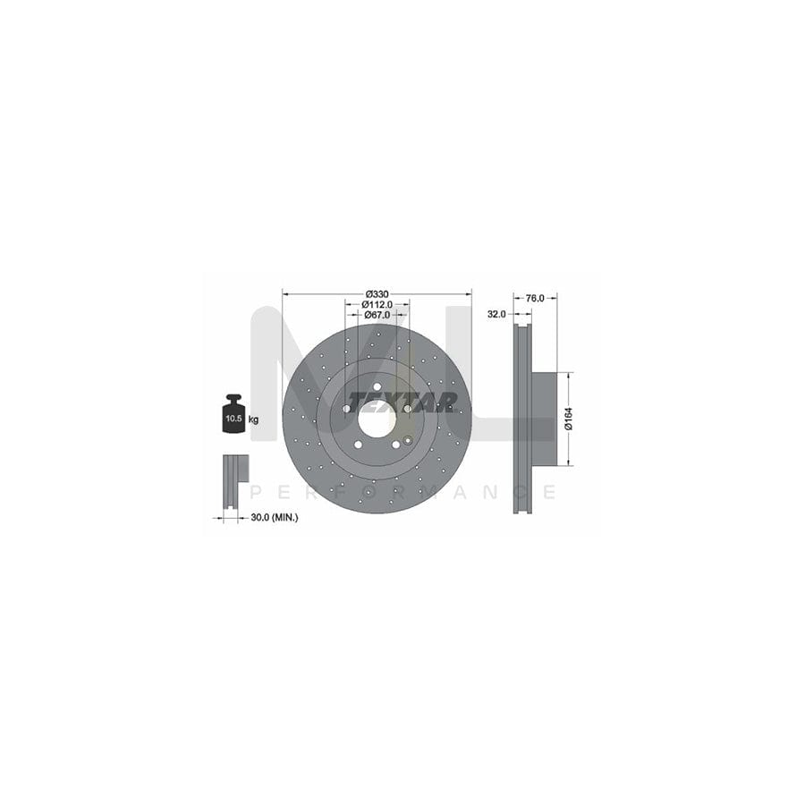 TEXTAR PRO+ 92099205 Brake Disc suitable for MERCEDES-BENZ S-Class Internally Vented, Perforated, Coated, High-carbon, without wheel hub, without wheel studs | ML Performance Car Parts
