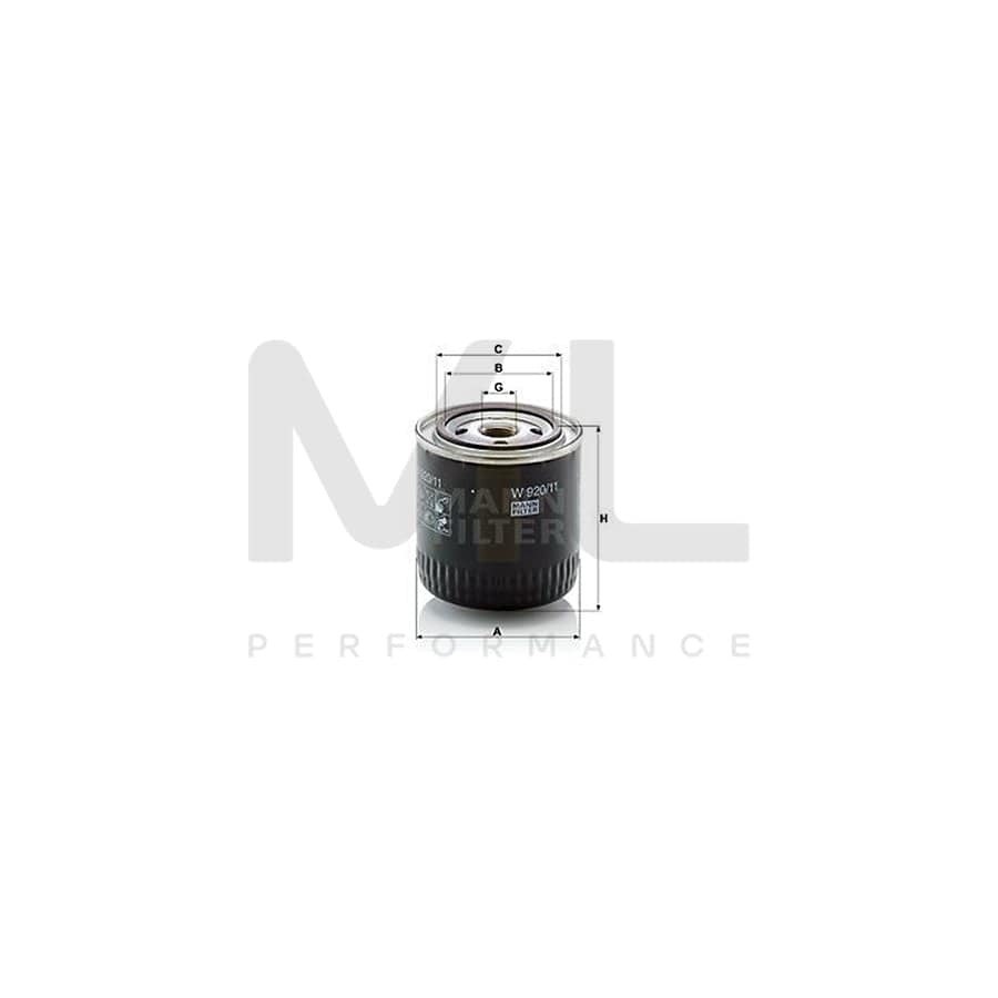 MANN-FILTER W 920/11 Oil Filter Spin-on Filter