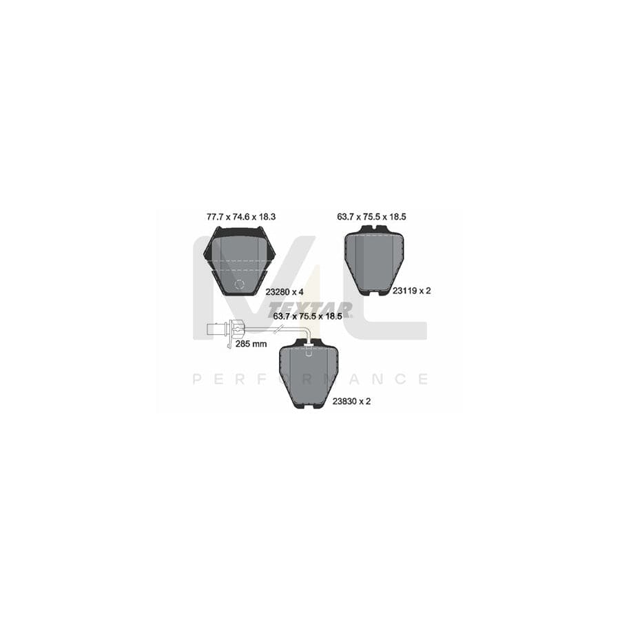 TEXTAR 2328001 Brake pad set with integrated wear warning contact | ML Performance Car Parts