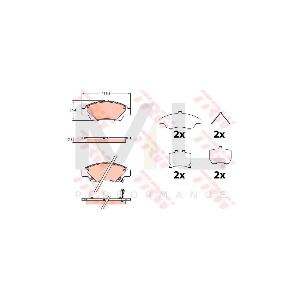 TRW Gdb3643 Brake Pad Set For Honda Jazz Hatchback (Gk) With Acoustic Wear Warning, With Accessories | ML Performance Car Parts