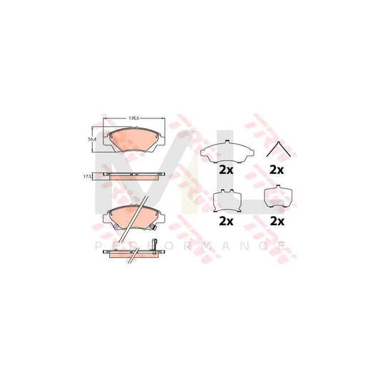 TRW Gdb3643 Brake Pad Set For Honda Jazz Hatchback (Gk) With Acoustic Wear Warning, With Accessories | ML Performance Car Parts