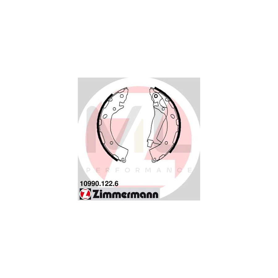 ZIMMERMANN 10990.122.6 Brake Shoe Set for HYUNDAI Getz (TB) Photo corresponds to scope of supply, with lever