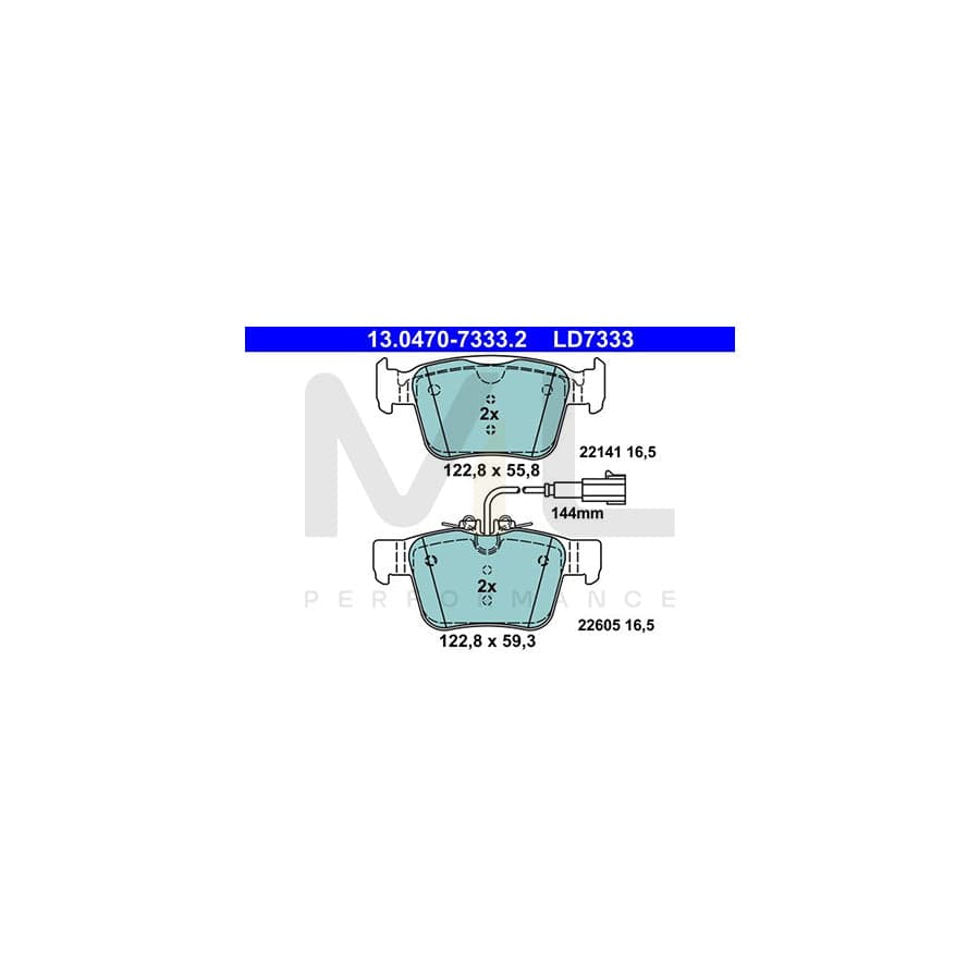 ATE 13.0470-7333.2 Brake pad set with integrated wear warning contact