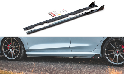 Maxton Design FO-FI-8-STLINE-SD2T+SF Side Skirts Diffusers + Flaps V.2 Ford Fiesta ST / ST-Line MK8 | ML Performance US Car Parts