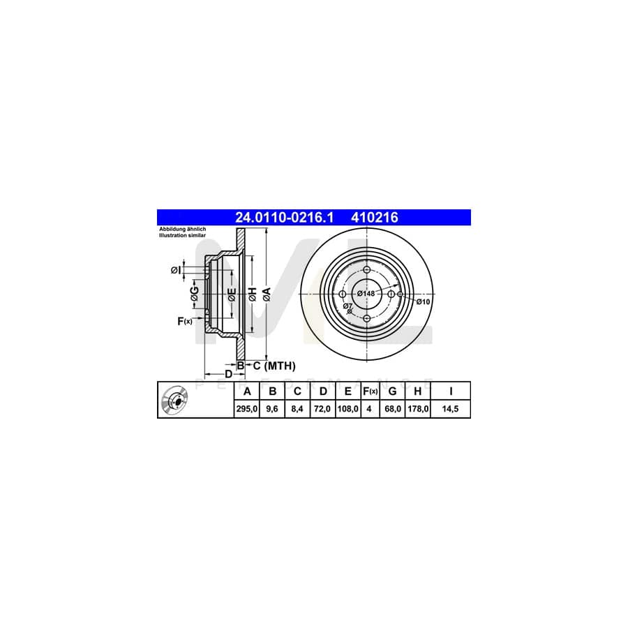 ATE 24.0110-0216.1 Brake Disc for VOLVO 850 Solid  - 1 piece