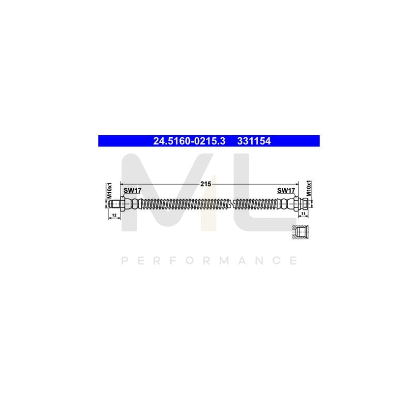 ATE 24.5160-0215.3 Brake Hose 215mm, M10x1
