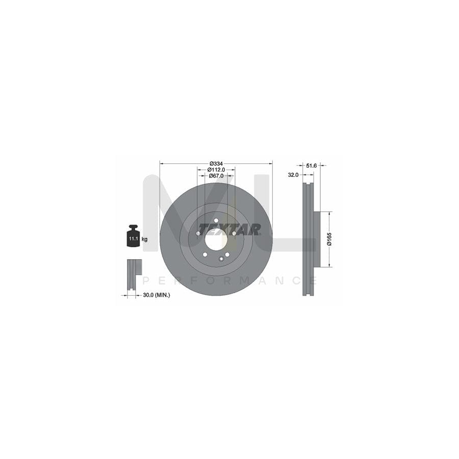 TEXTAR PRO+ 92151705 Brake Disc suitable for MERCEDES-BENZ SL Convertible (R129) Internally Vented, Coated, High-carbon, without wheel hub, without wheel studs | ML Performance Car Parts