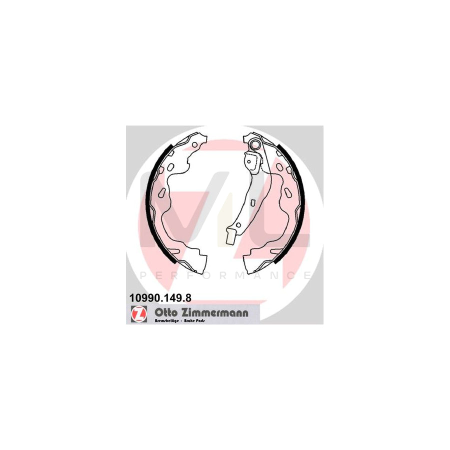 ZIMMERMANN 10990.149.8 Brake Shoe Set Photo corresponds to scope of supply, with lever