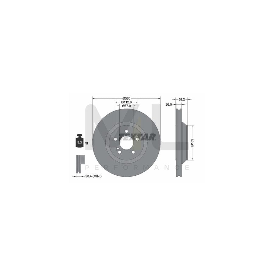 TEXTAR PRO 92197903 Brake Disc Internally Vented, Coated, without wheel hub, without wheel studs | ML Performance Car Parts