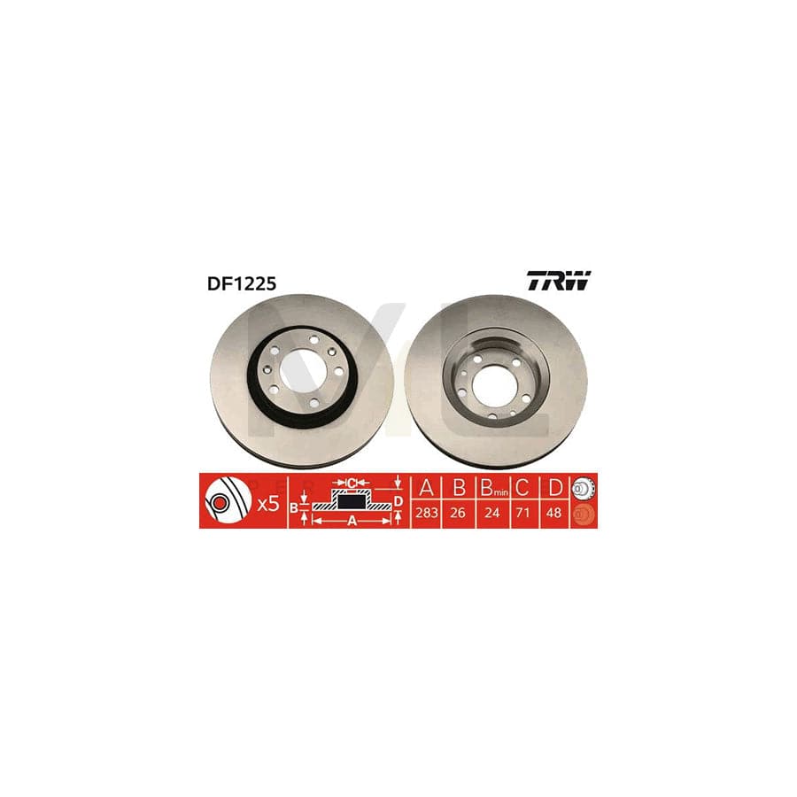TRW DF1225 Brake Disc Vented, Painted, High-carbon, with bolts/screws | ML Performance Car Parts