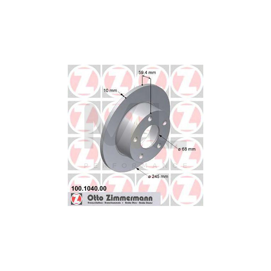 ZIMMERMANN 100.1040.00 Brake Disc Solid  - 1 piece