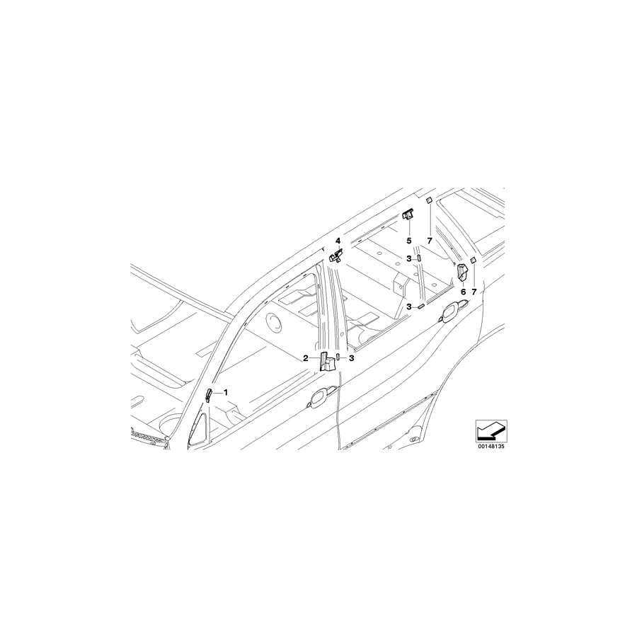 Genuine BMW 51357016596 E53 Sealing, B-Column, Top Right (Inc. X5 4.4i, X5 3.0i & X5 4.6is) | ML Performance US