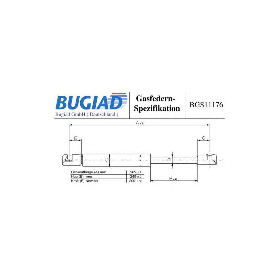 BUGIAD Bgs11176 Bonnet Strut for KIA Sorento I (Jc)