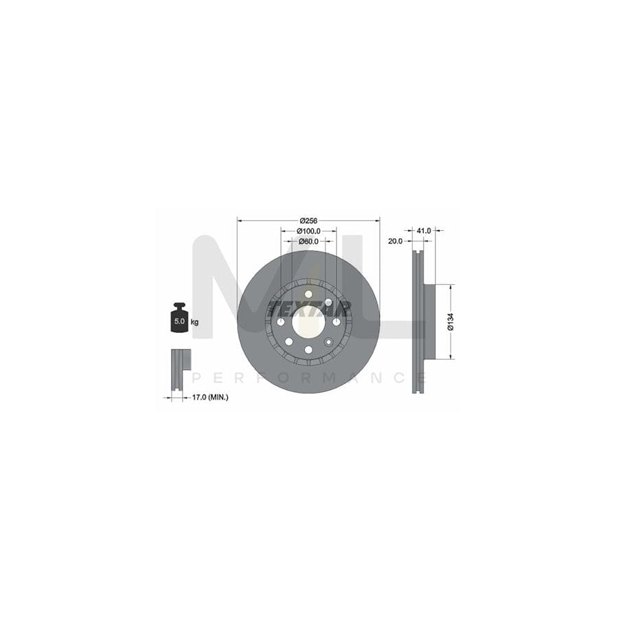 TEXTAR 92056500 Brake Disc Externally Vented, without wheel hub, without wheel studs | ML Performance Car Parts