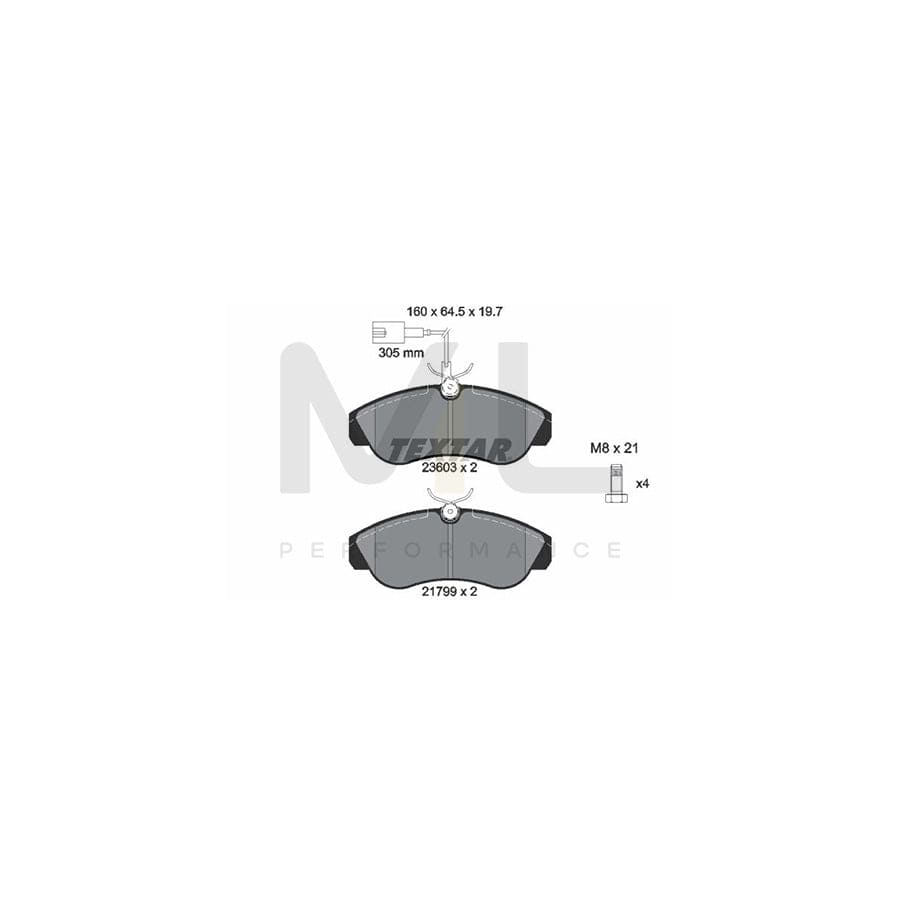 TEXTAR 2360301 Brake pad set with integrated wear warning contact, with brake caliper screws | ML Performance Car Parts