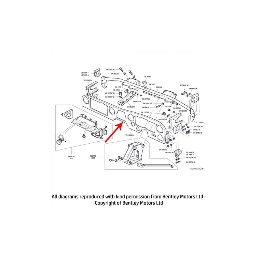 GENUINE Bentley UV10557PA LEFT HAND DRIVE INSTRUMENT PANEL BACKING