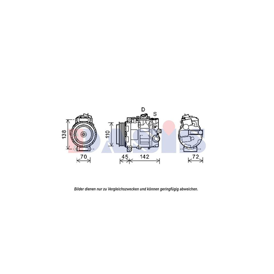 AKS Dasis 852592N Compressor, Air Conditioning Suitable for Mercedes-Benz S-Class