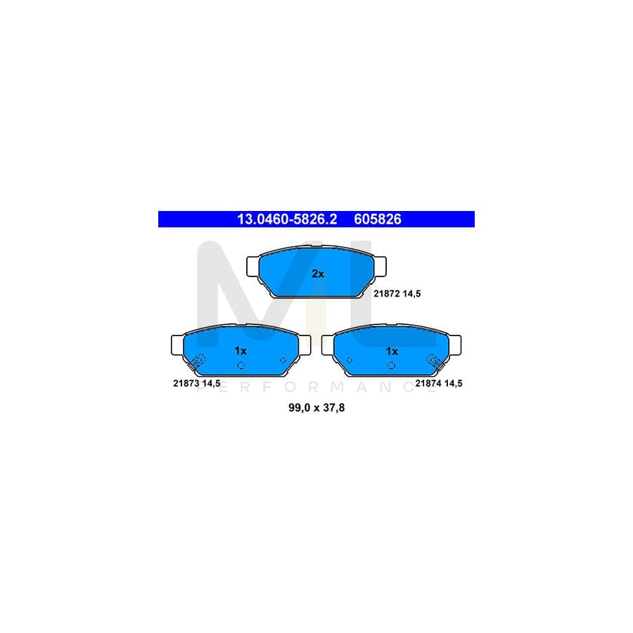 ATE 13.0460-5826.2 Brake pad set with acoustic wear warning