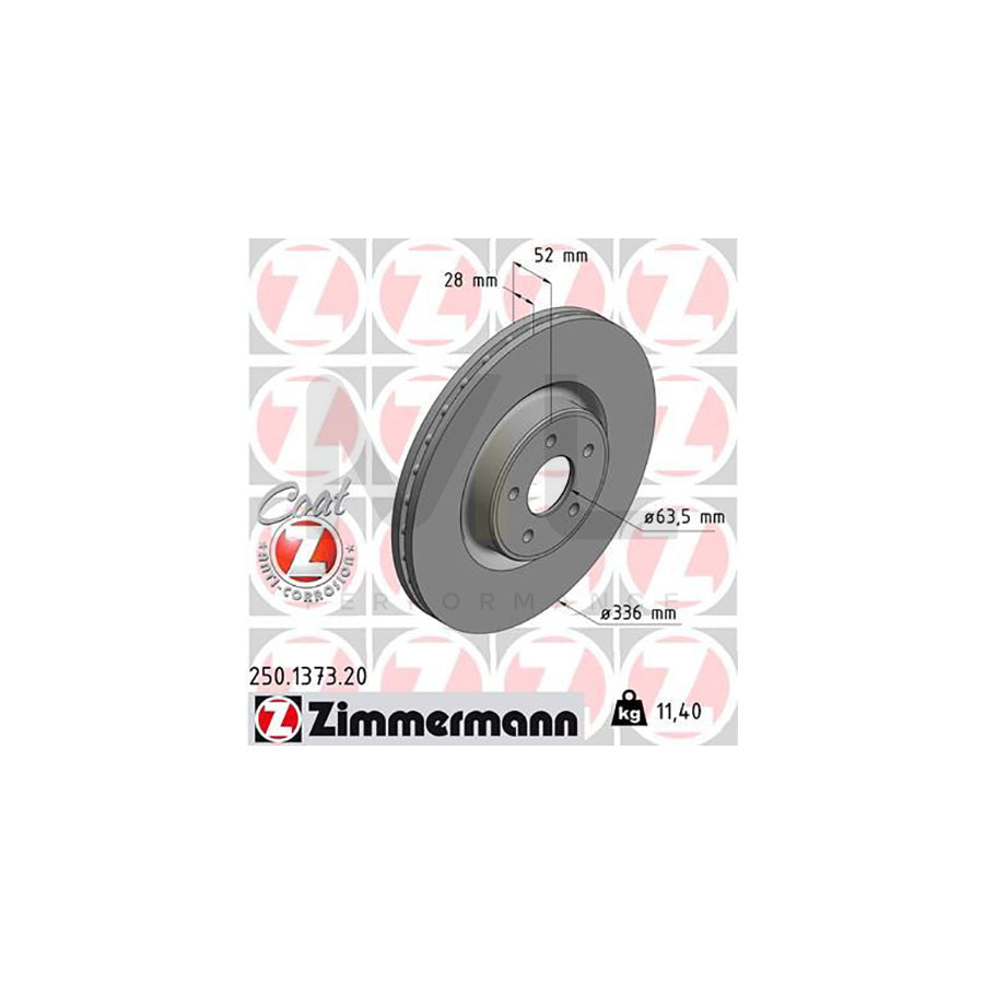 ZIMMERMANN COAT Z 250.1373.20 Brake Disc for FORD Focus Mk2 Hatchback (DA_, HCP, DP) Internally Vented, Coated  - 1 piece