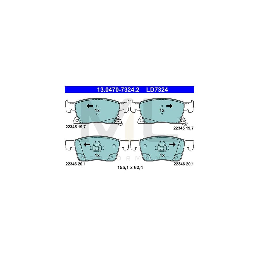 ATE Ceramic 13.0470-7324.2 Brake pad set with acoustic wear warning
