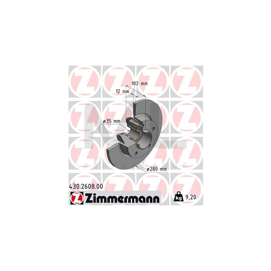 ZIMMERMANN 430.2608.00 Brake Disc Solid, with ABS sensor ring, with wheel bearing  - 1 piece